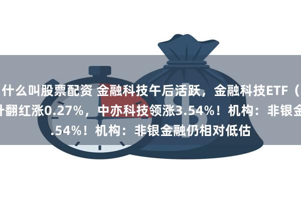 什么叫股票配资 金融科技午后活跃，金融科技ETF（159851）拉升翻红涨0.27%，中亦科技领涨3.54%！机构：非银金融仍相对低估