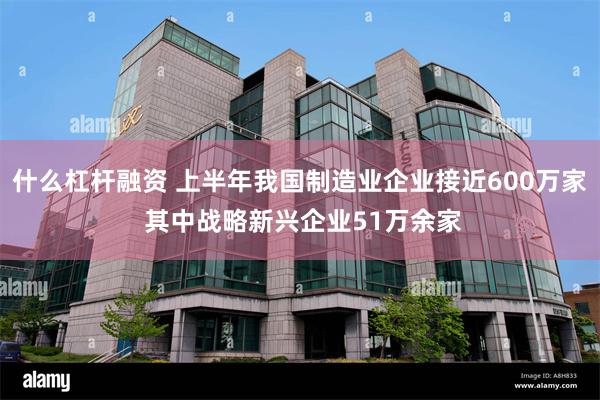 什么杠杆融资 上半年我国制造业企业接近600万家 其中战略新兴企业51万余家