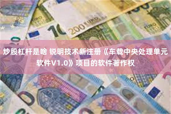 炒股杠杆是啥 锐明技术新注册《车载中央处理单元软件V1.0》项目的软件著作权